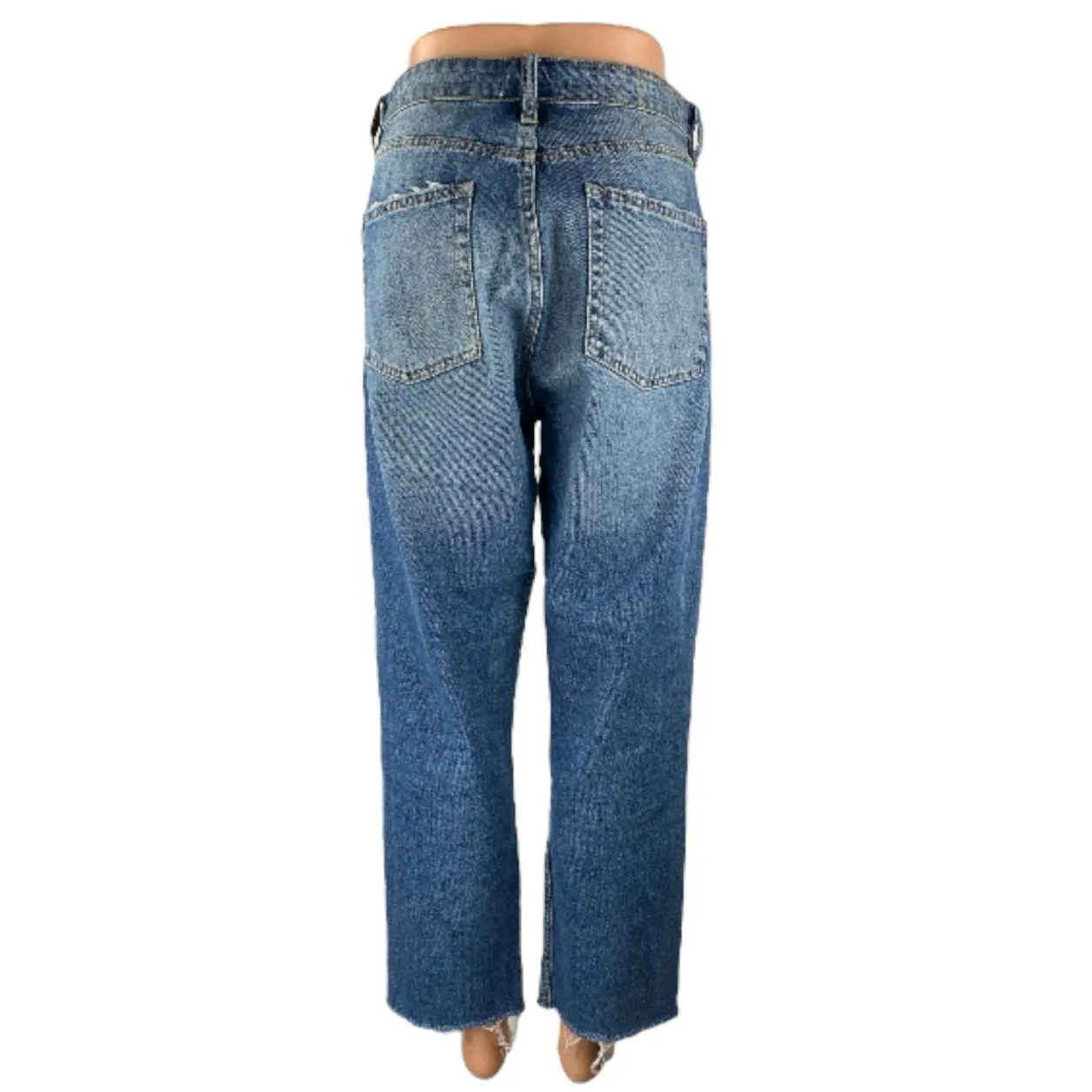 Zara Trafaluc Women's Blue Medium Wash High Rise Straight Denim Jeans Size 8 - Image 3