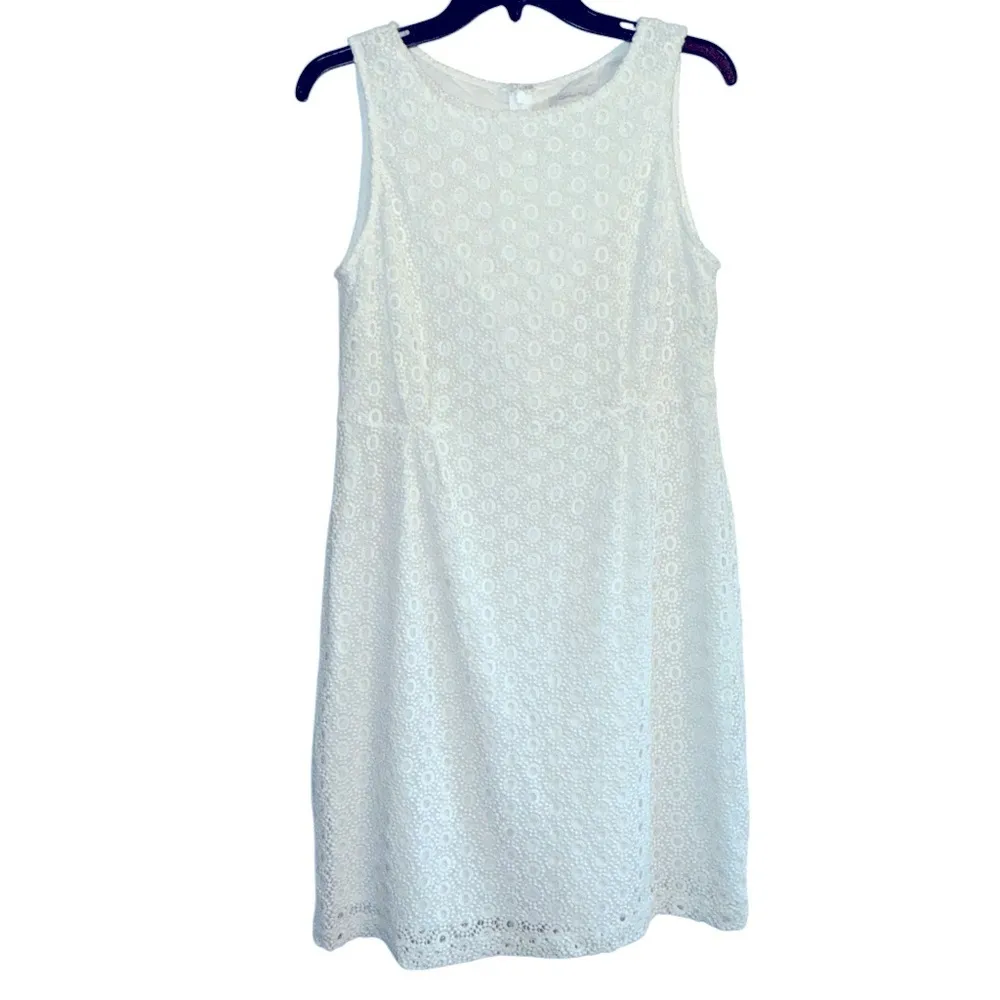 Garnet Hill White Lace Sheath Midi Dress Petite 10P Wedding Shower Cocktail - Image 3