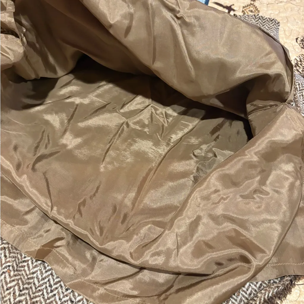 Ann Taylor LOFT a-line flounce skirt herringbone tweed pattern with fringe trim - Image 8