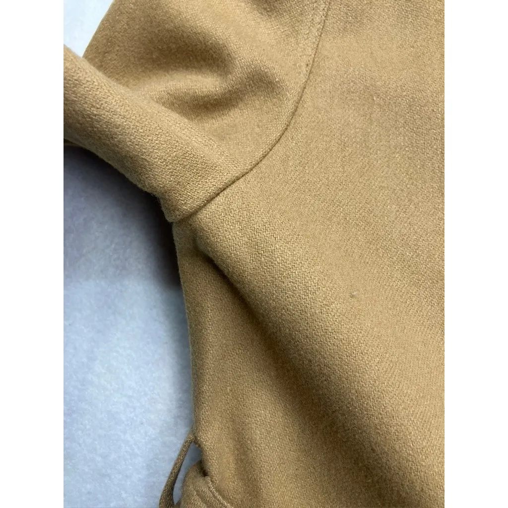 Vintage Montello Womens Camel Wool Blend Trench Coat Belted Classic Brown - Image 4