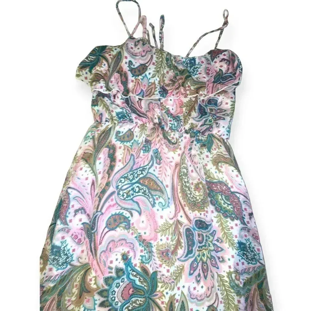 JULIE'S CLOSET Rare-2-Find Summer Must Multicolor Floral Ruffle Long Sundress S - Image 3