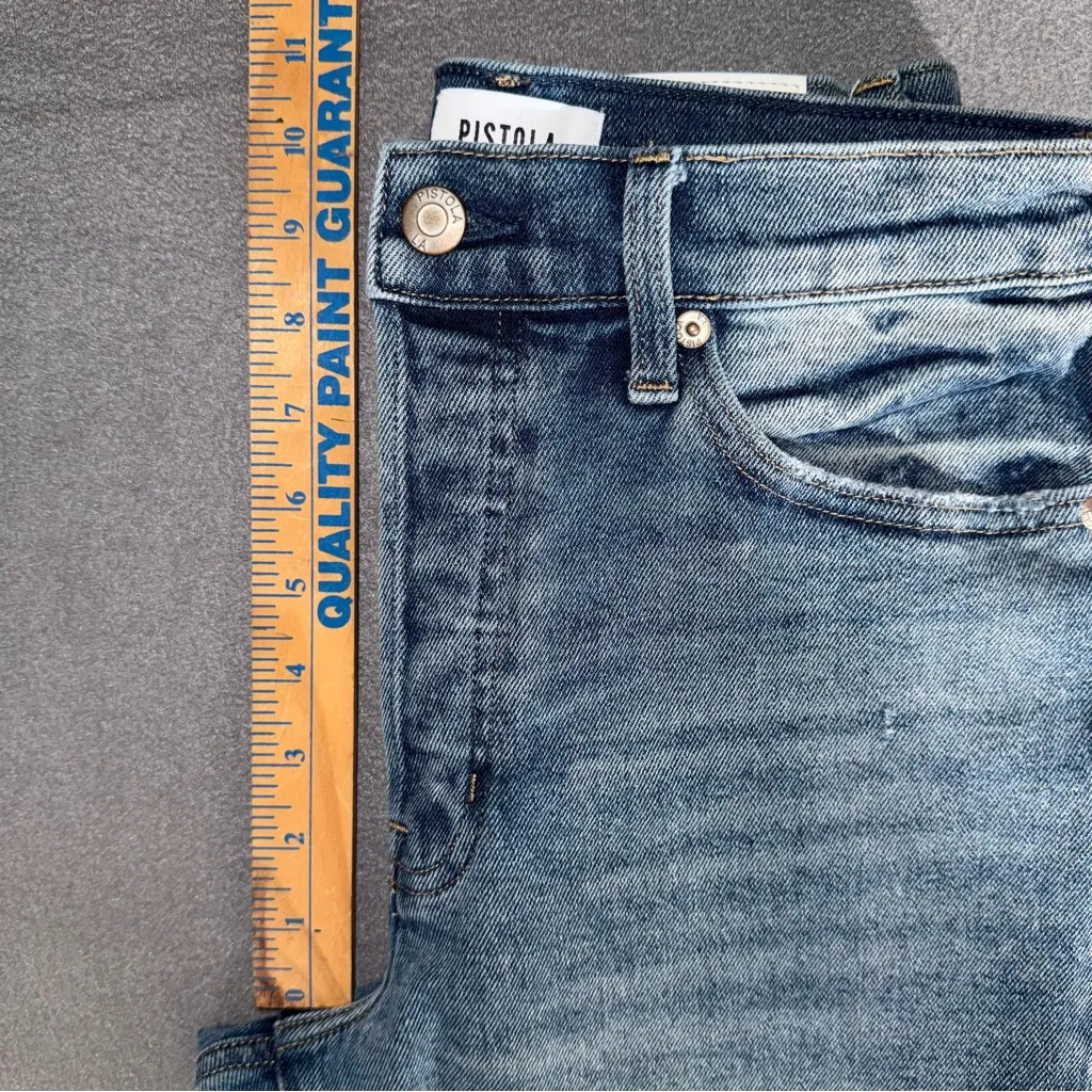 Pistola Button Fly High Rise cropped distressed Jeans Cotton Edgy Baddie 28 - Image 8