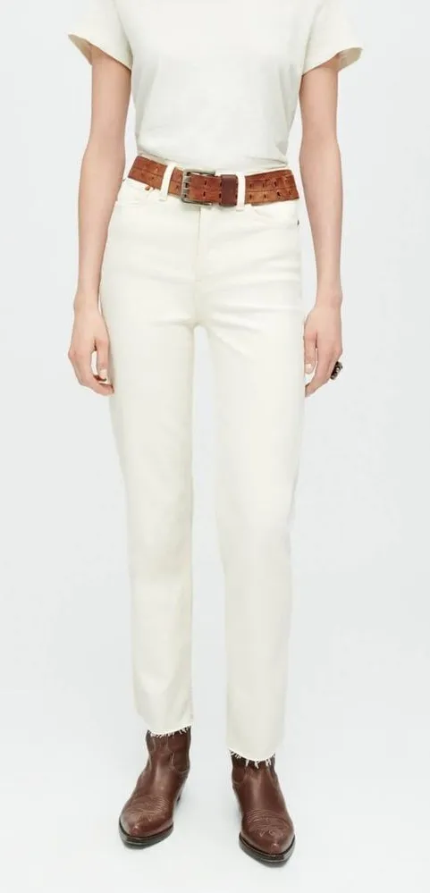 NWT RE/DONE 70s High Rise Stove Pipe frayed straight-leg jeans - Image 1