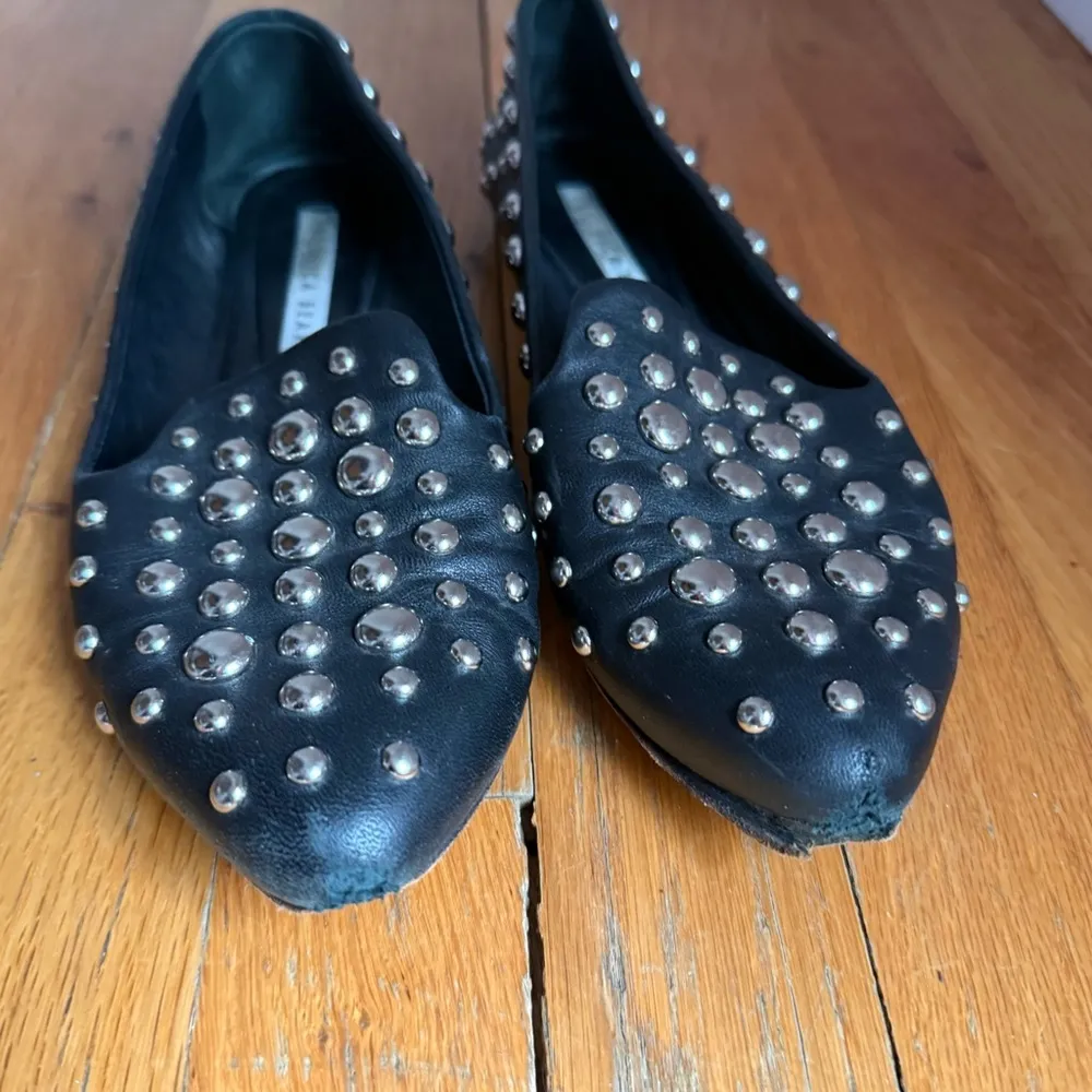 VERONICA BEARD Griffin Studded Nappa Leather Loafers Black Size 38.5 or 8.5 - Image 3