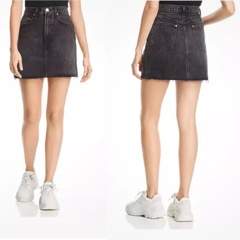 Rag & bone Moss Denim Mini Skirt Raw Hem In Asa Sz 25 Festival 90’s Grunge Y2K - Image 11