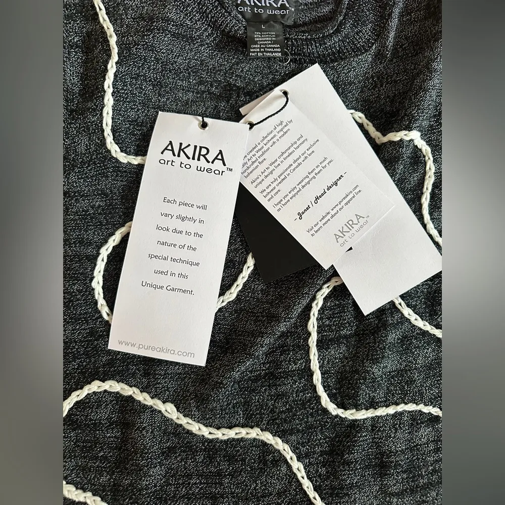 Akira Art to Wear Heather Grey Long-line Sleeveless Sweater w/ Chain, L, NWT - Image 4