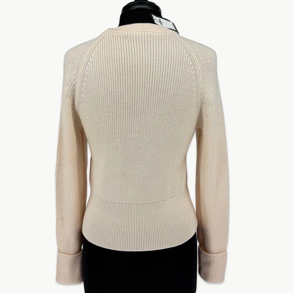 NWT Banana Republic Merino Wool Crewneck Knit Cuffed Sleeve Sweater | XS | Ivory - Image 10