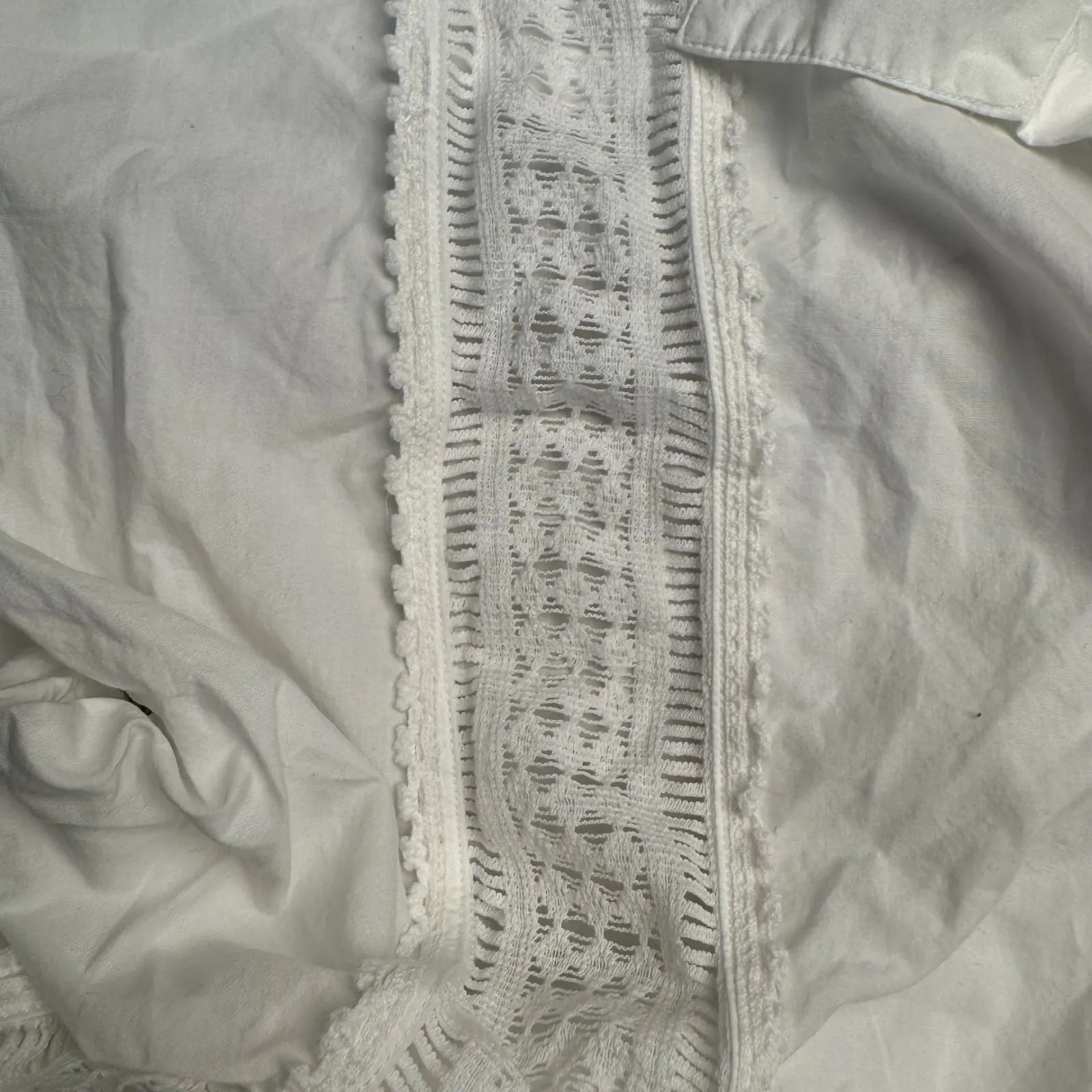 Anthropologie White Lace Trimmed V Neck Tunic‎ Shirt Top Womens XL - Image 5