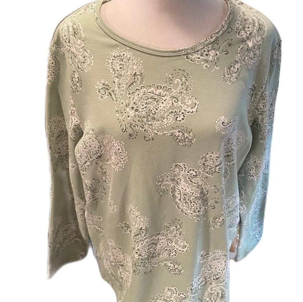 Mint Green With Paisley Print Long Sleeve Round Neck Sweatshirt Size M - Image 2