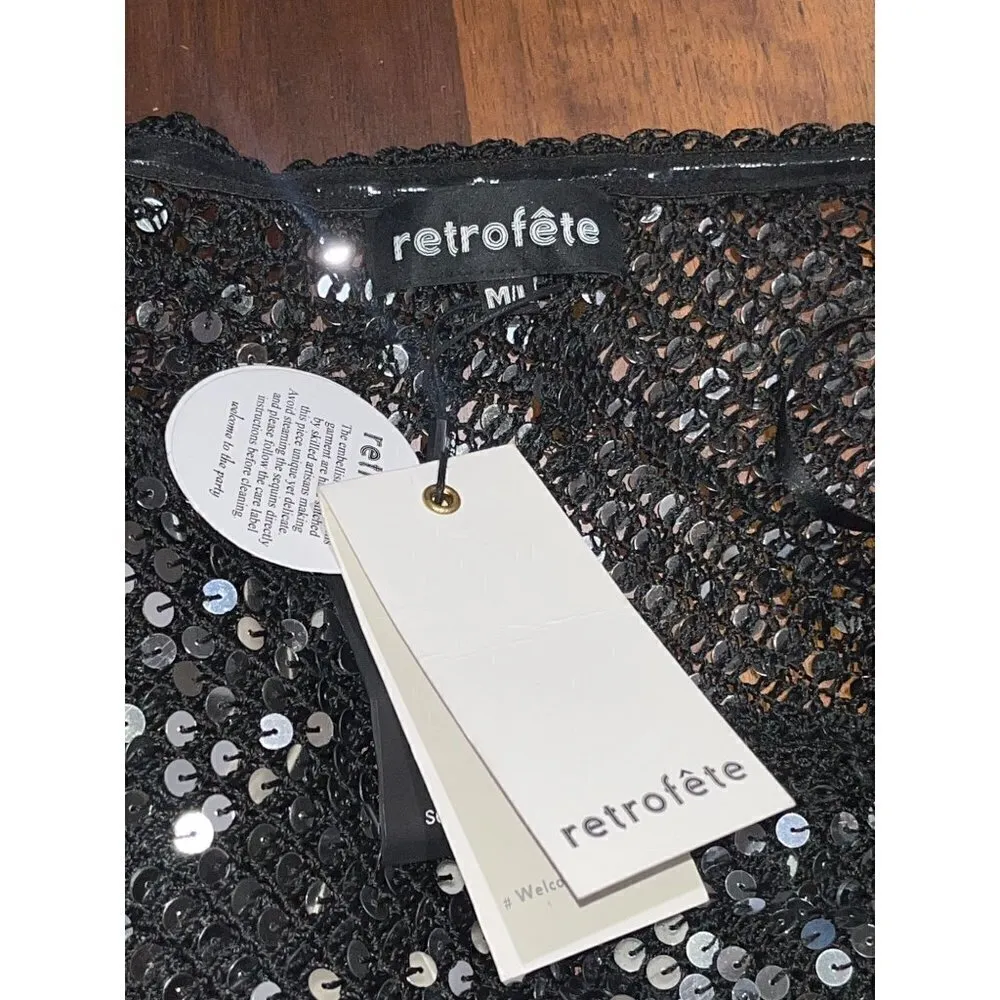 Retrofete Celeste Dress in Black & Silver Medium Large New Womens Maxi Gown - Image 8