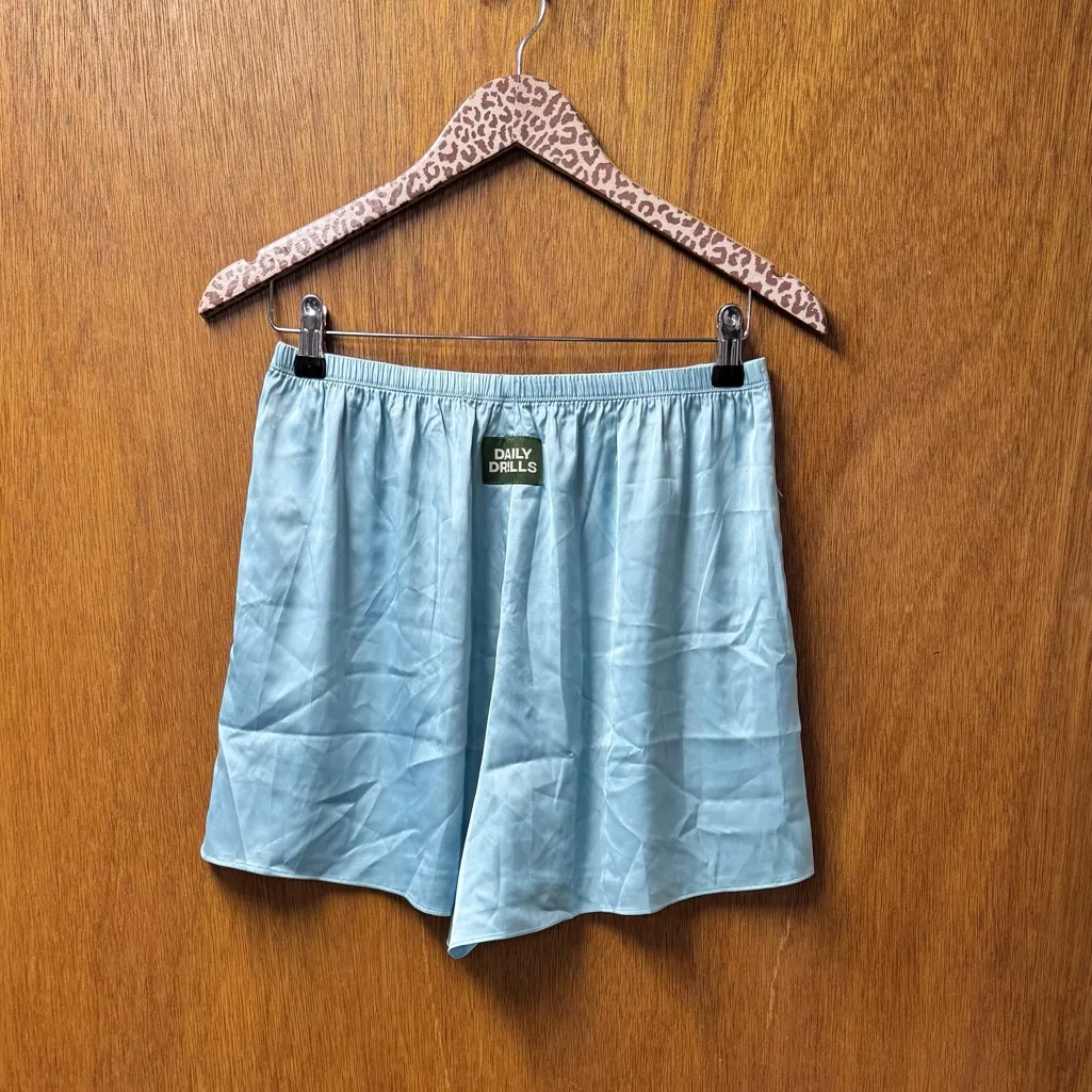 Daily Drills Satin Pull On Boxer Shorts Light Blue Medium - Image 12