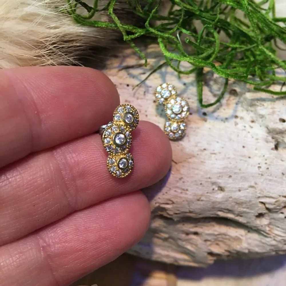 Sterling silver & 14k overlay crystal earrings Gold - Image 3