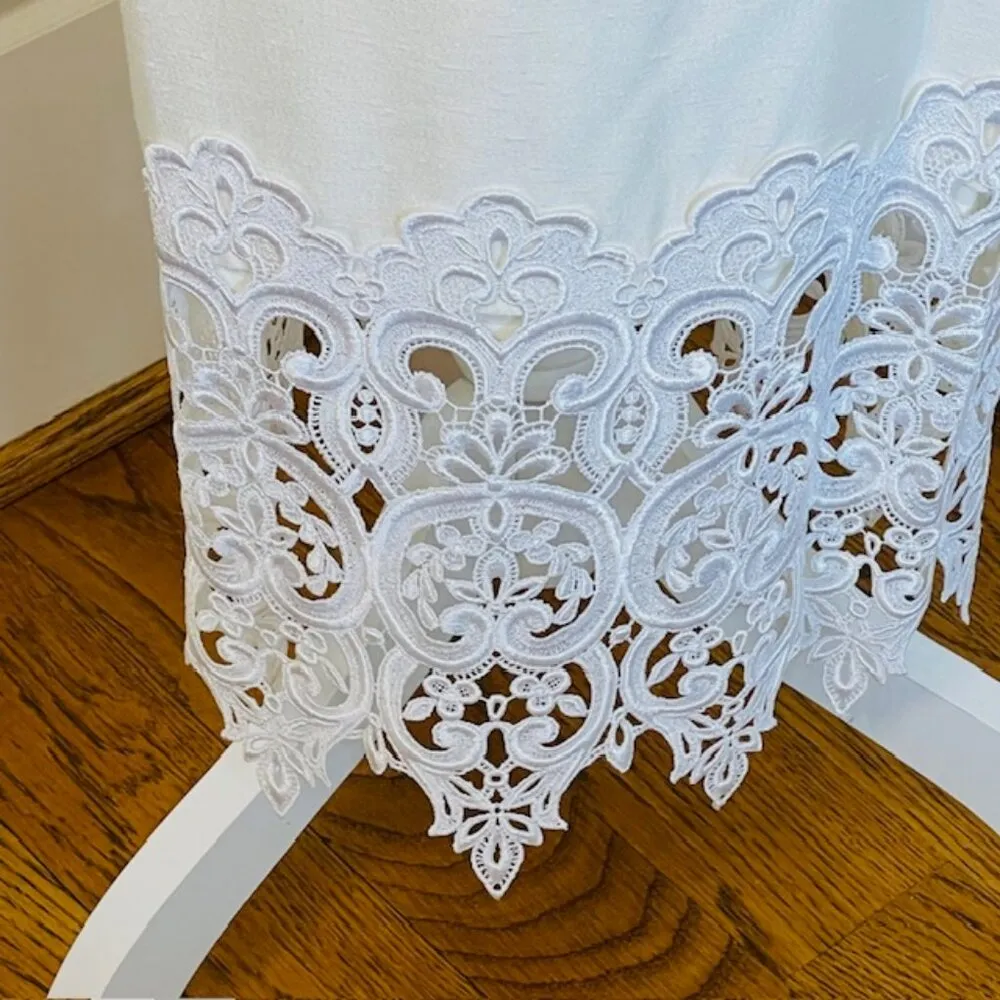 Jessica McClintock Vintage 90’s Ivory Lace Pearl Skirt Suit Bridal Shower Medium - Image 8