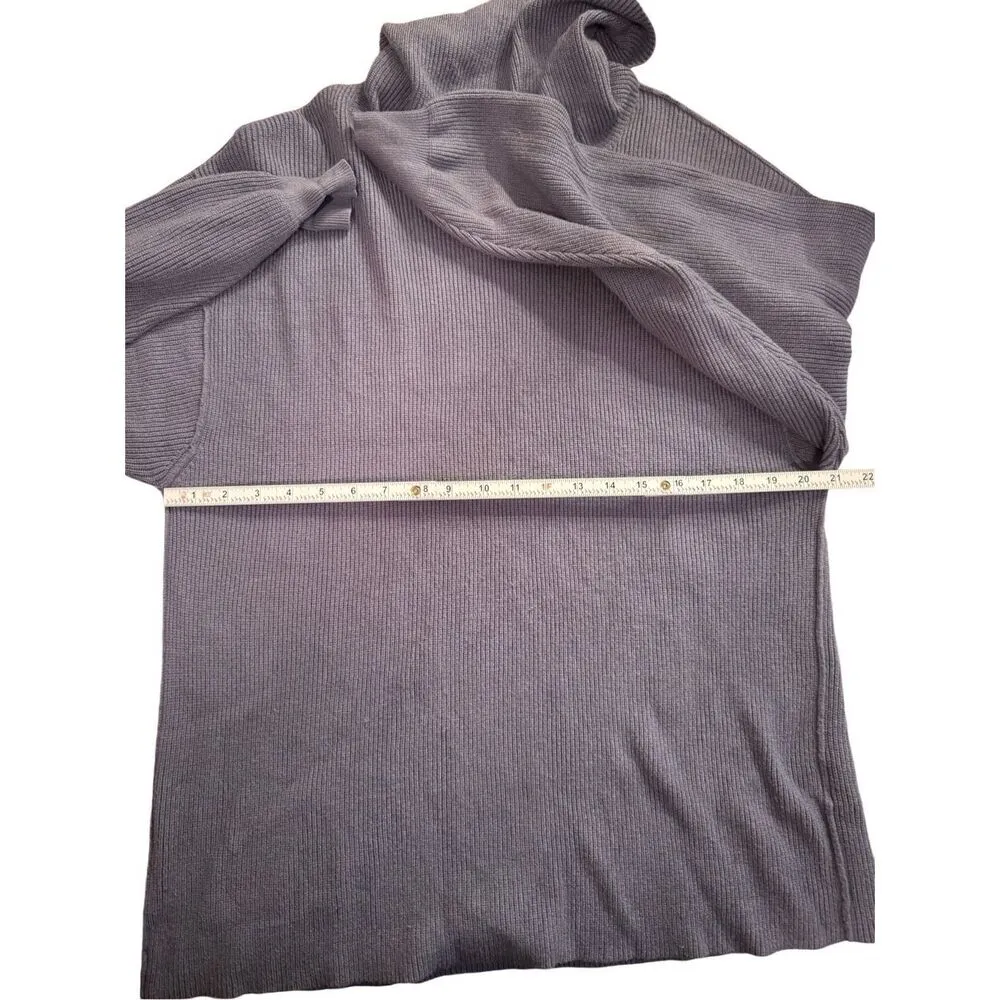 Free People Ottoman Slouchy Tunic Sweater Womens M Funnel Neck Ribbed Knit Slate - Image 6