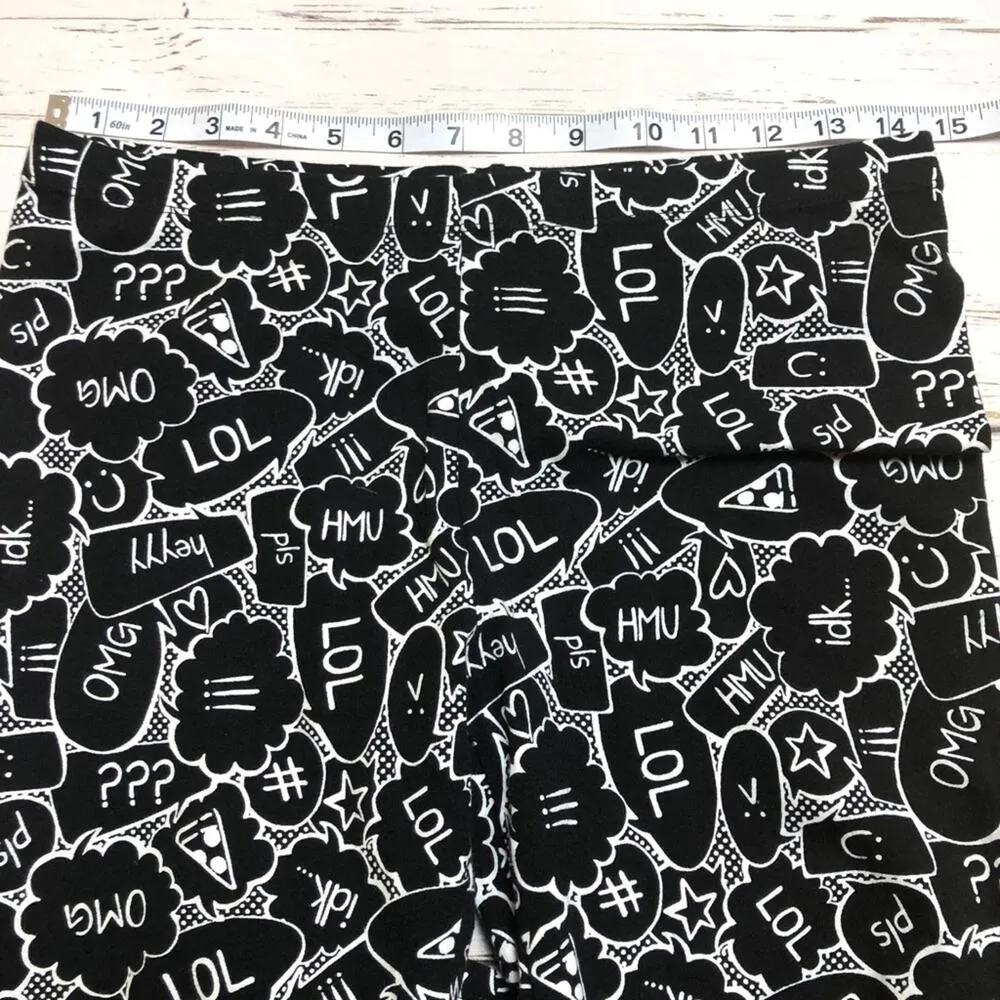 City Streets Graphic Black Womens Emoji Leggings Size L - Image 3