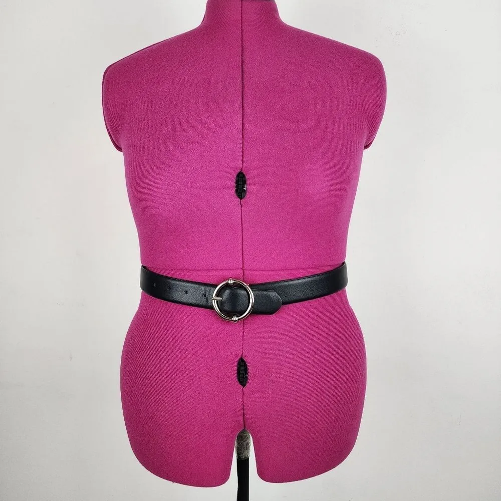 Steve Madden  Black Faux Leather Dress Belt Silver Color Buckle Size S - Image 13