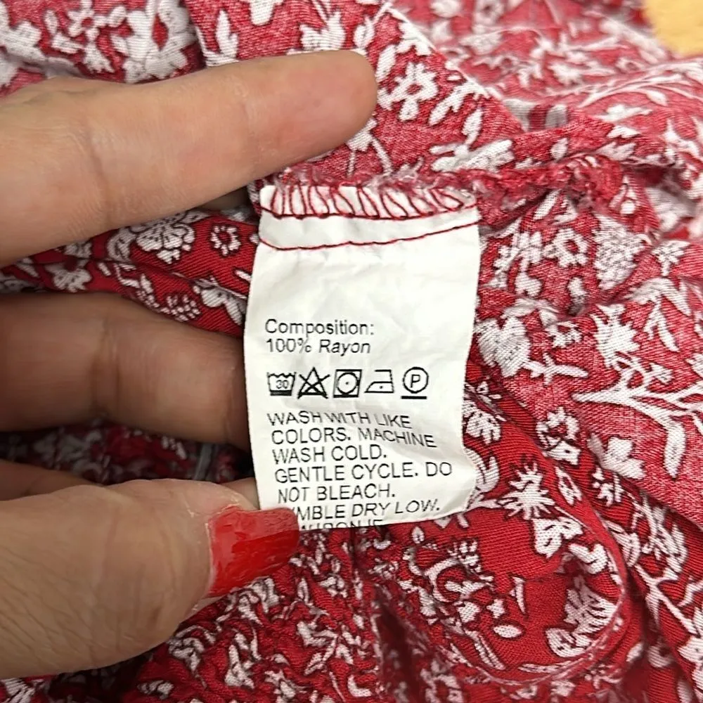 Bohemia Red Maxi Dresses Chiffon Cotton Casual Printing Women's Sz M Size M - Image 13