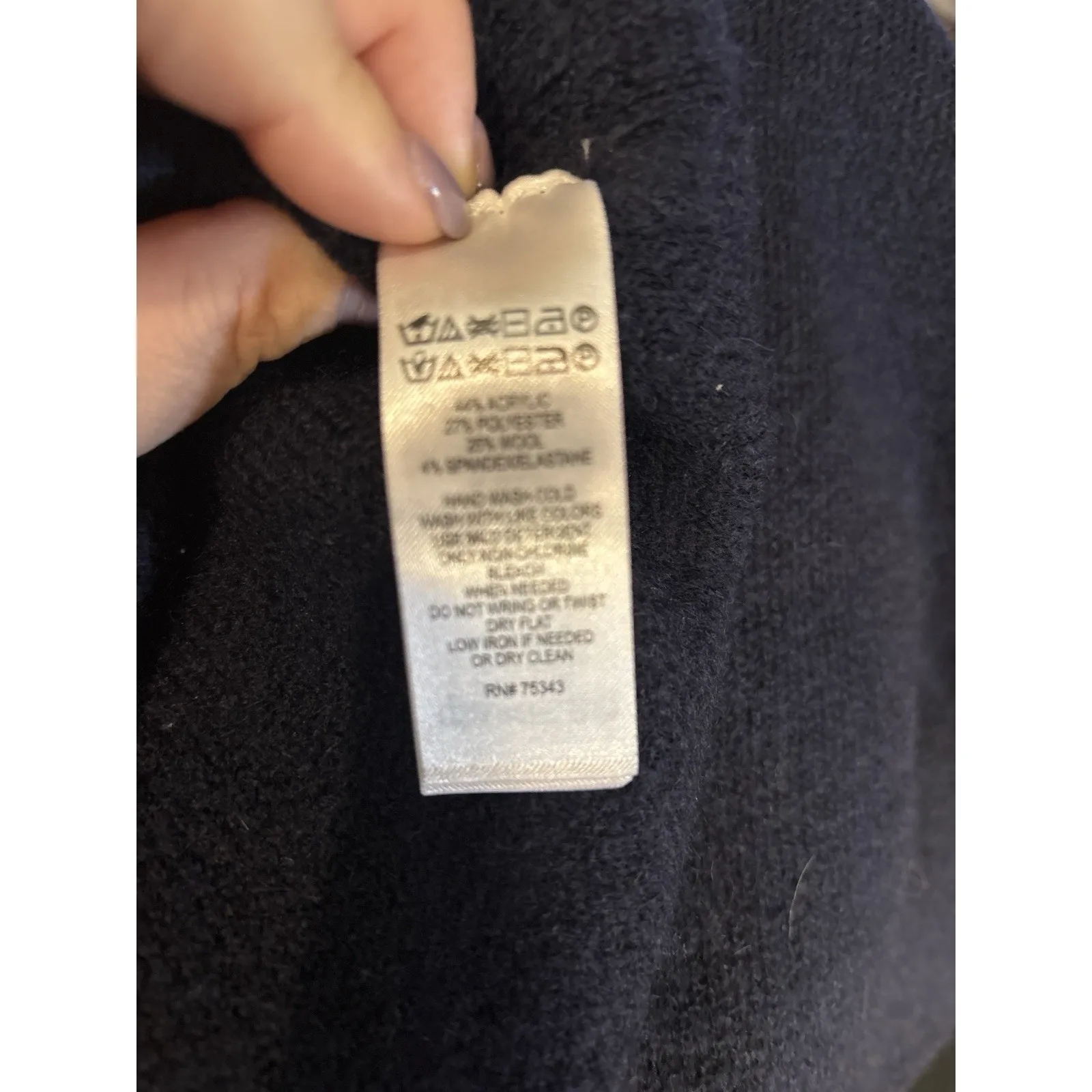 Halston H Size XL Navy Blue Knit Cardigan Sweater Jacket Gold Buttons Pockets - Image 5