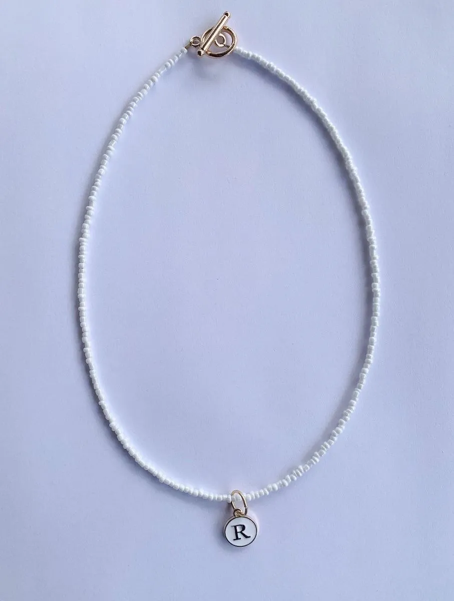 Handmade Letter R Beaded Necklace  - Image 2