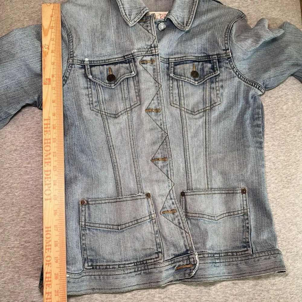 Vintage Eddie Bauer 20 Metal Button Blue Denim Jean Jacket Women Medium Top Auth - Image 14