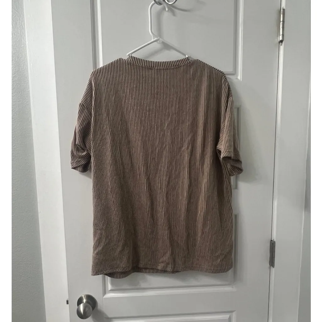 Texas & Letter Print Women Tops Summer Loose Oversized r T Shirts size small Brown - Image 6