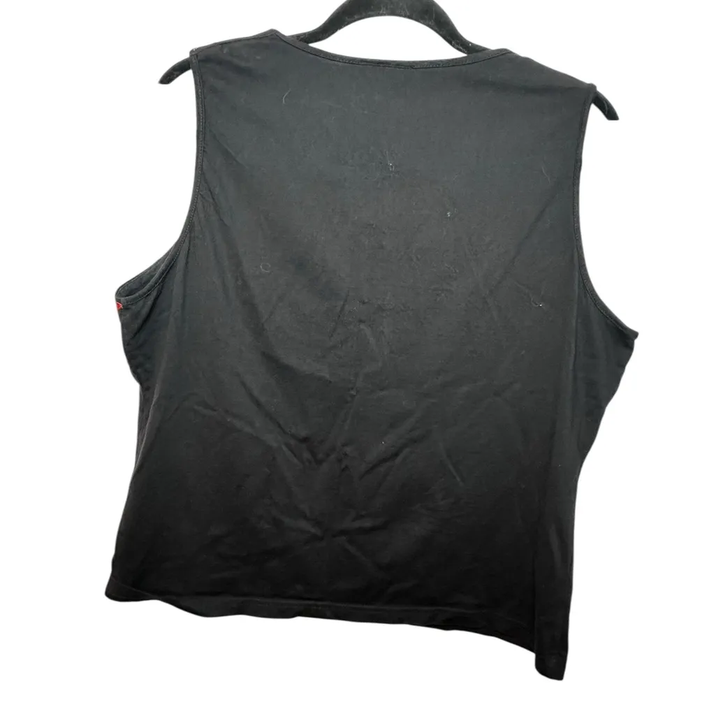 Soft Surroundings Embroidered Neck Black Women's Tank Size XL Knit‎ Vintage - Image 2