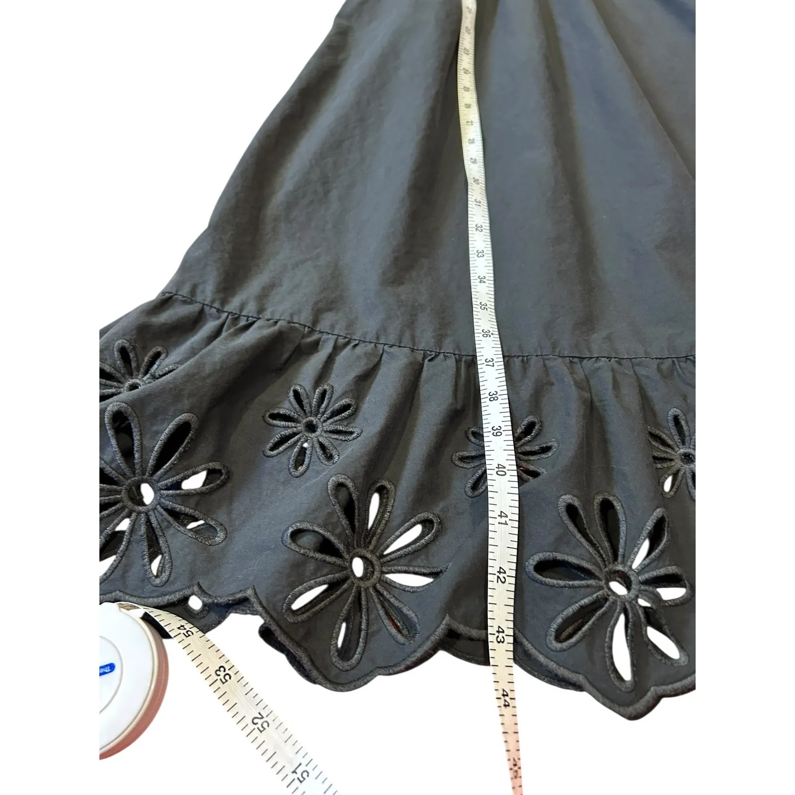 RAILS Black Rumi Sleeveless Eyelet Smocked Ruffled Midi Hem Tank Sundress Small - Image 10