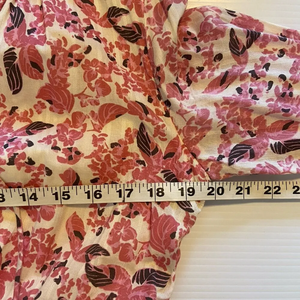 Evereve Roan & Ryan Pink Floral Summer Dress Size‎ S Fit & Flare Smocked Cottage - Image 13