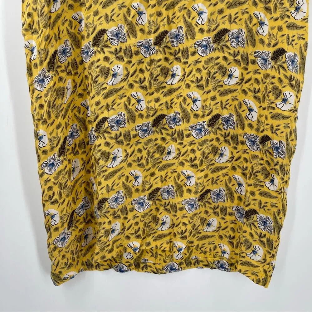 MASAI Dress Small Nara Shift Yellow Floral Ruffle Sleeve Wearable Art Lagenlook - Image 7