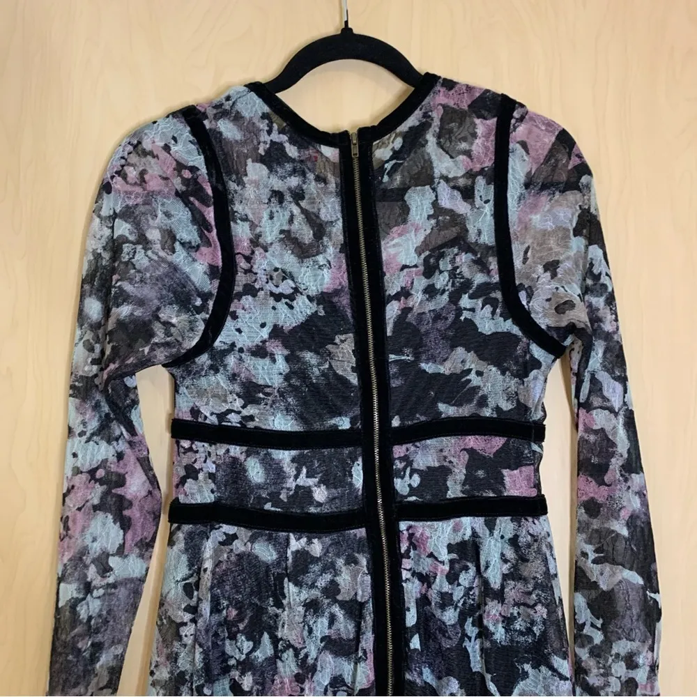 Fire Los Angeles Floral Lace Dress With Velvet Trim Medium - Image 6