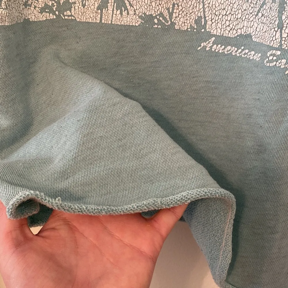 American Eagle Beachy Cropped Blue Sweatshirt - Image 3