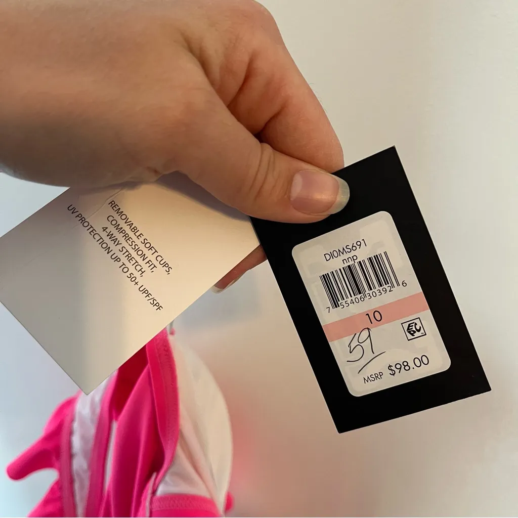 DKNY Hot Pink Ruffled One-Piece Swimsuit flattering ruched women’s size 10 NWT - Image 12