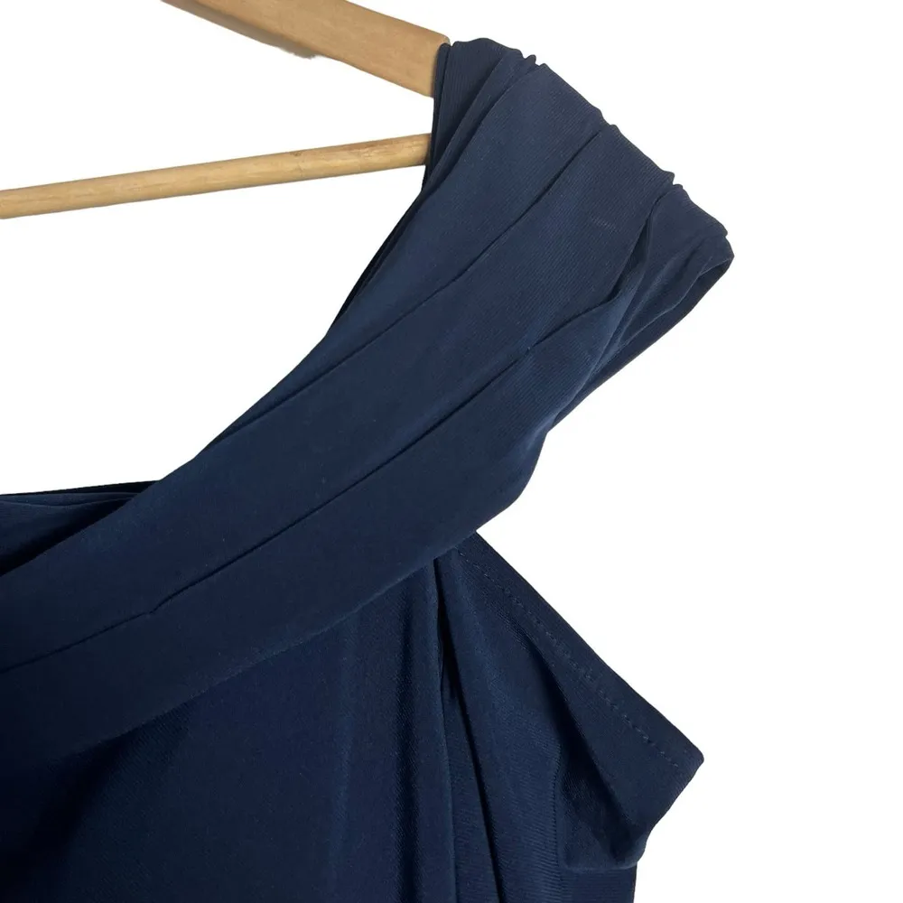 Mac Duggal 12231 Midnight One-Shoulder Jersey Ruched Side Slit Gown 12 - Image 10