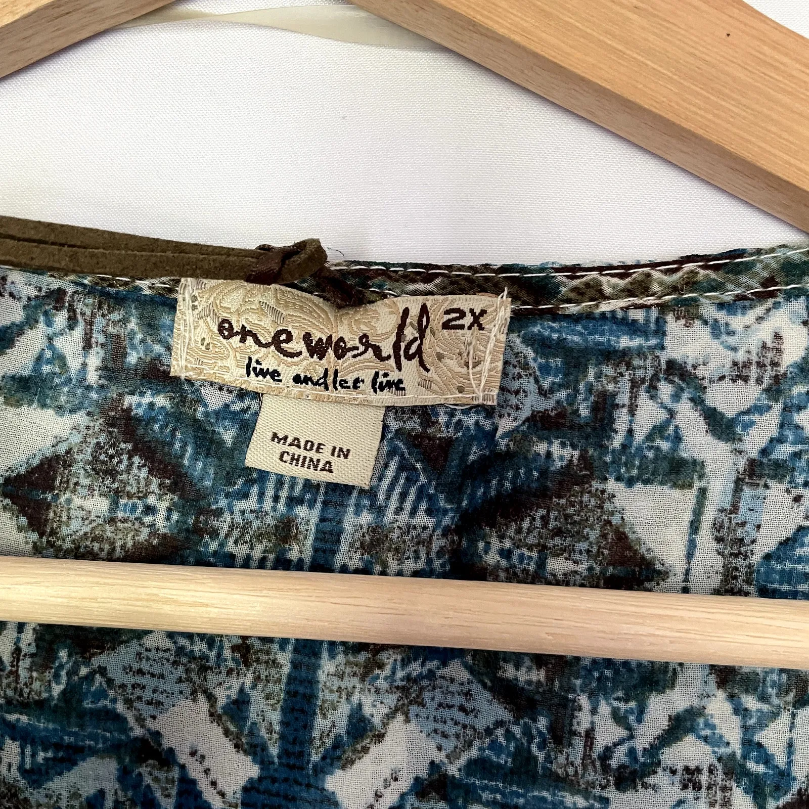 One World live and let live women's size 2X flowy boho dress midi long sleeves - Image 3