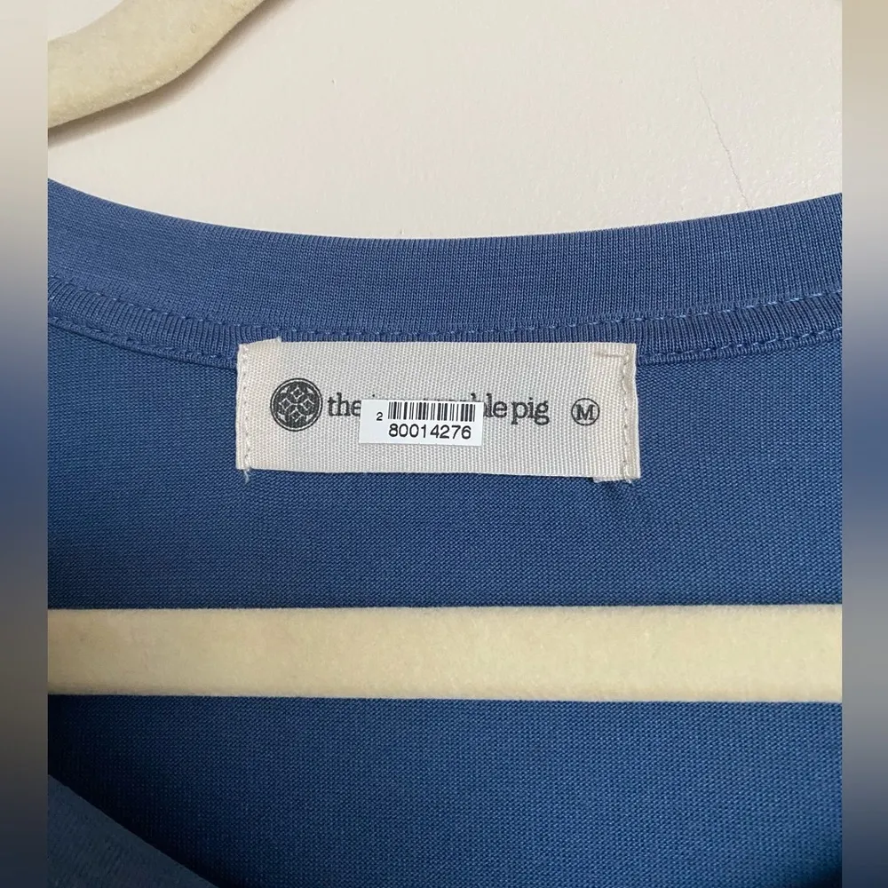 Navy Blue Tee with Raw Hem - Image 3