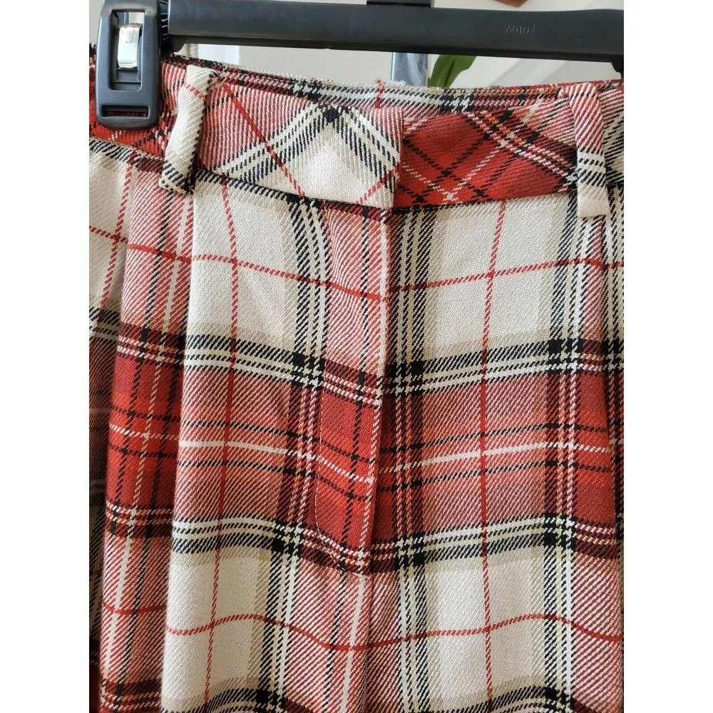 H&M Womens Red White Plaid Pockets Casual Outdoor Belt Loops Pants Size 10 - Image 2