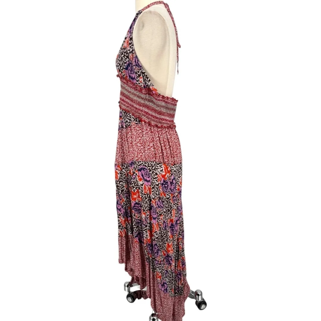 Free People Gabriella Halter Midi Dress  Patchwork Floral Sz Large Boho Festival - Image 11