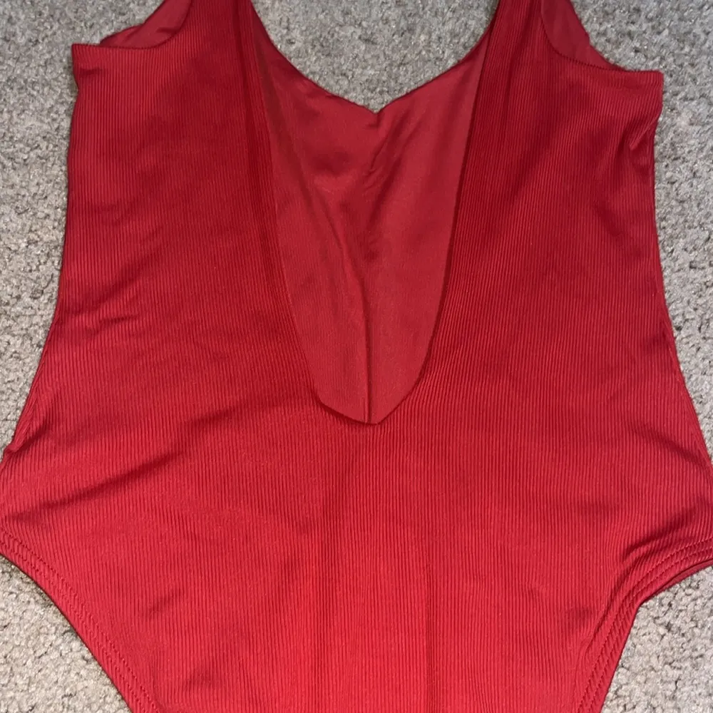 L*Space Arizona Ribbed One‎ Piece Swimsuit Deep V Neck Low Scoop Back Redwood 10 - Image 6