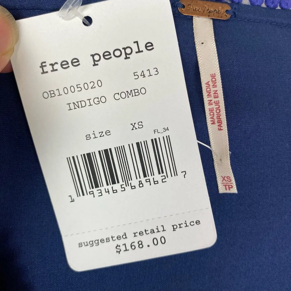 Free People Indigo Boho My Love Long Sleeve Mini Dress XS - Image 12