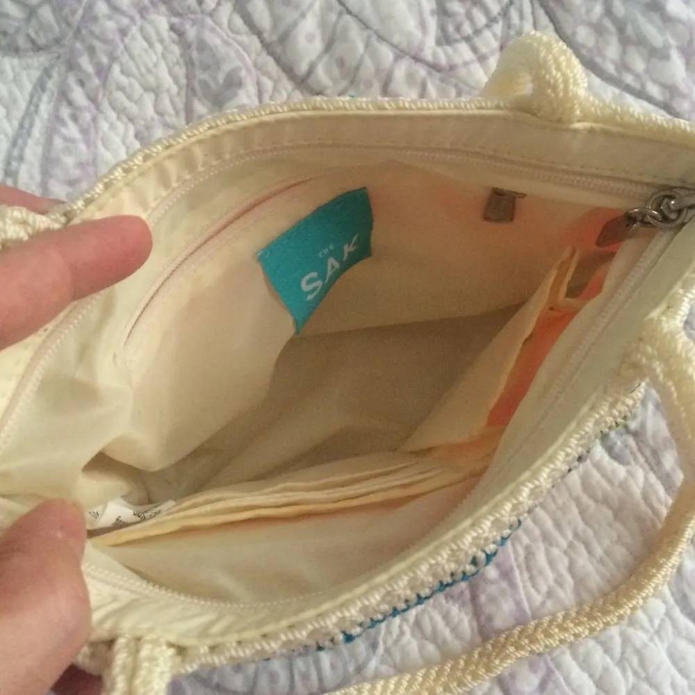 The Sak purse cream with multicolor stripes rainbow stripes mini bag knit fabric - Image 4