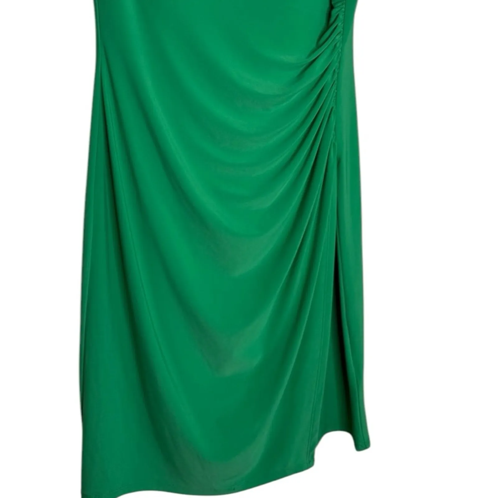 Lauren Ralph Lauren Green Cap Sleeve Ruched V Neck Dress Size 10 - Image 6