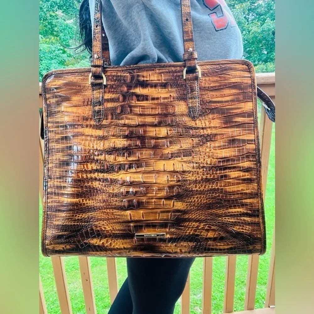 Brahmin Tia Tigers Eye Melbourne Tote Bag NWT Large Structured Shoulder Bag - Image 7