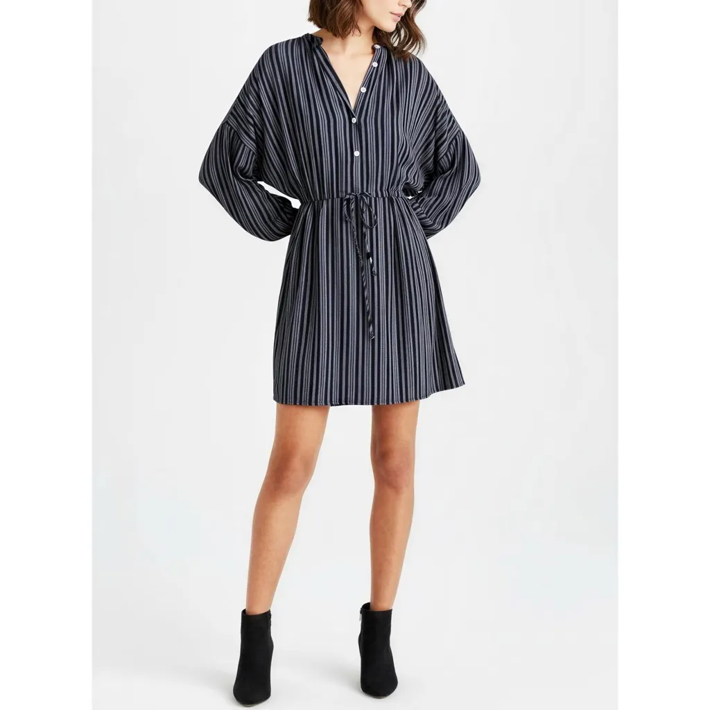 CHRISTY DAWN x MADEWELL Bonnie Mini Dress, Indigo Blue Stripes, Medium - Image 5