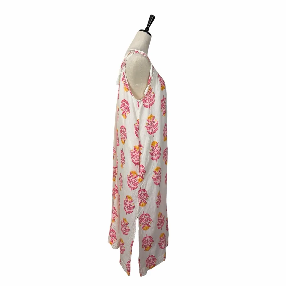 Old Navy Cotton Maxi Dress Sleeveless V-neck White Pink Floral Women Size Large - Image 4