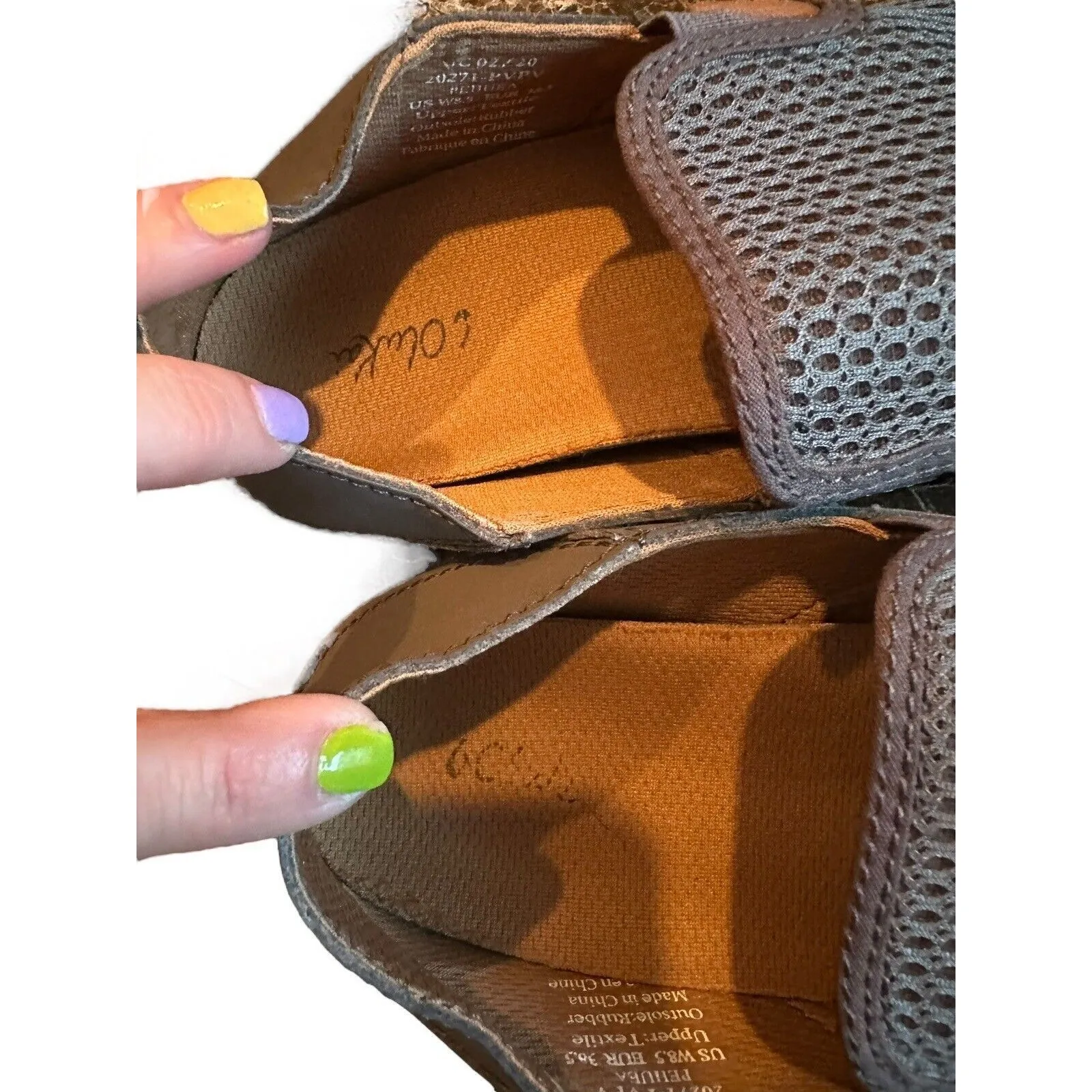 Olu’kai Pehuea Size 8.5 Women’s Grey & White‎ Mesh Slip On Loafers Shoes #S60 - Image 7