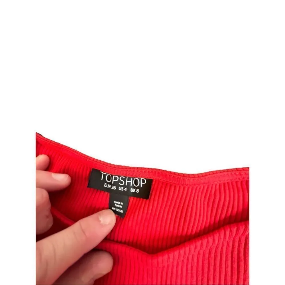 Topshop Red Cross cross crop top size 4 US - Image 2