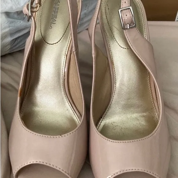 Women's Pink Peep Toe Heels Size 7 - Image 2