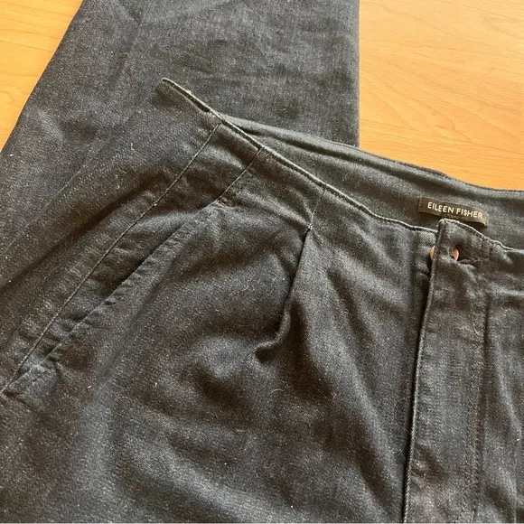 EILEEN FISHER Organic Cotton Stretch Tapered Pant‎ In Utility Blue Size 8 - Image 6