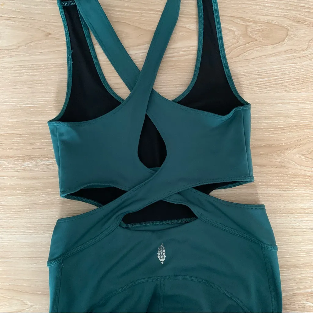 Free People Movement XS Back it Up Jumpsuit Dark Green Teal - Image 9