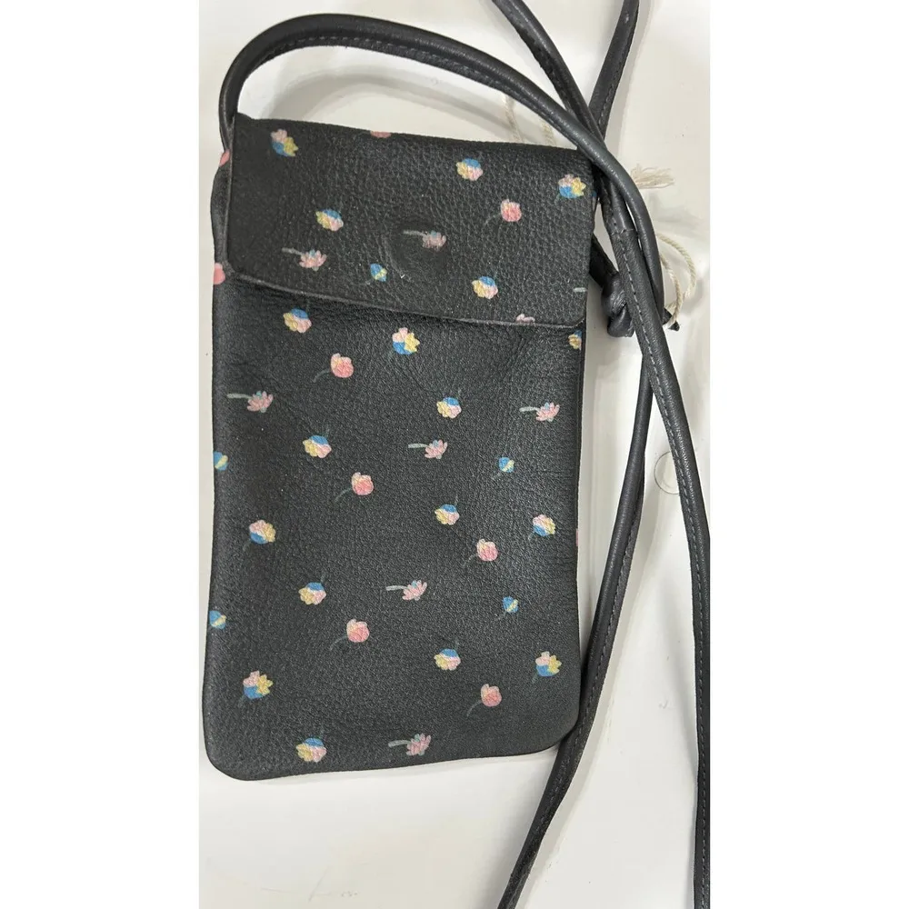 Let’s Dance Phone Crossbody Bag Black Floral Leather NWOT - Image 7